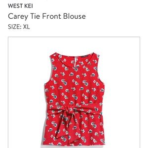 West Kei red floral tie-front tank.